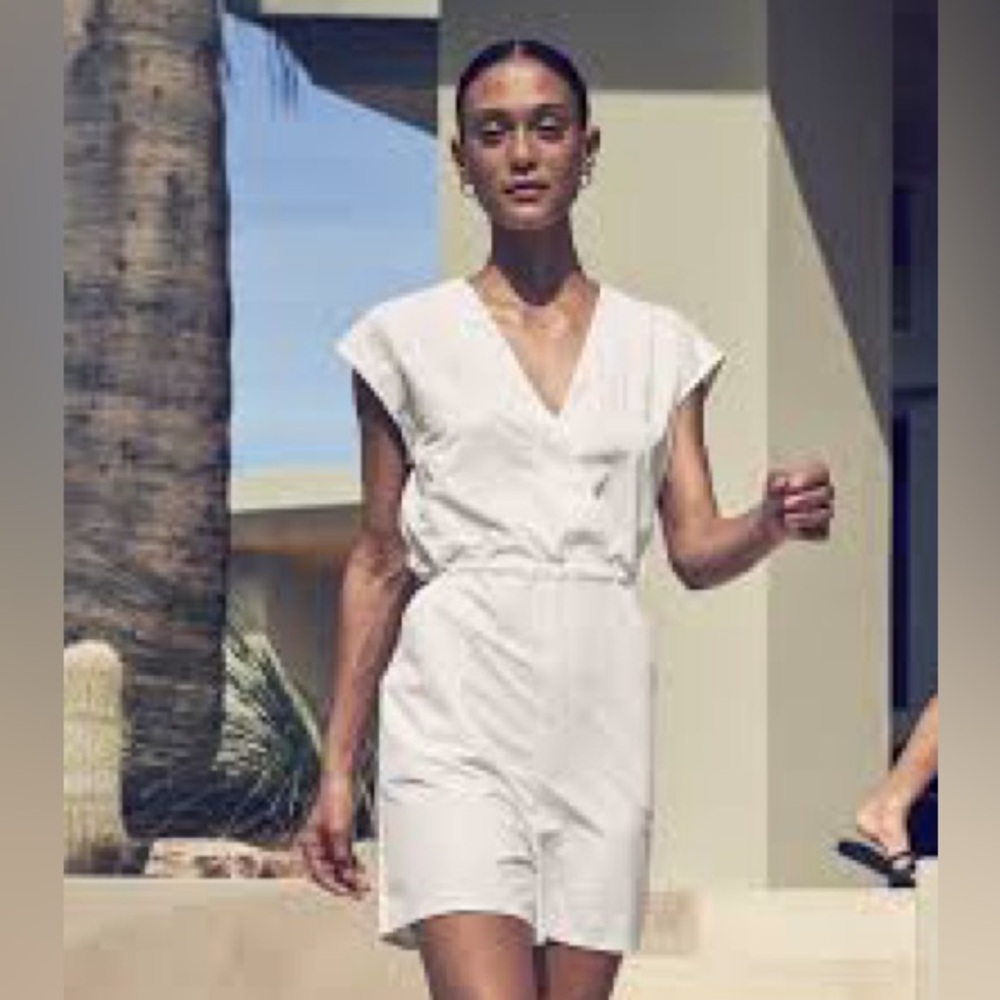 Athleta Marlow Printed Sleeveless Romper Pearl White Size XS like new - Picture 7 of 7